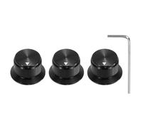 sourcing map 3Pcs Aluminium Potentiometer Knobs 1/4" Volume Tone Control Top Hat Knobs with L-Type Hexagonal Wrench for Guitar Instruments Audio Mixer Amplifier Black
