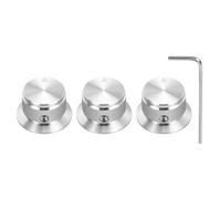 sourcing map 3Pcs Aluminium Potentiometer Knobs 1/4" Volume Tone Control Top Hat Knobs with L-Type Hexagonal Wrench for Guitar Instruments Audio Mixer Amplifier Silver
