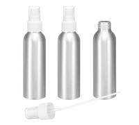 sourcing map 3pcs Aluminum Fine Mist Spray Bottles 120ml/4oz Metal Small Liquid Alcohol Refillable Travel Container with White Plastic Nozzle Cap for Perfume Skincare Cosmetic Storage Bottle