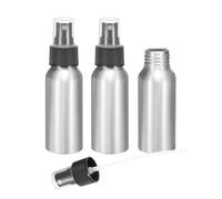 sourcing map 3pcs Aluminum Fine Mist Spray Bottles 60ml/2.03oz Metal Small Liquid Alcohol Refillable Travel Container with Black Plastic Nozzle Cap for Perfume Skincare Cosmetic Storage Bottle