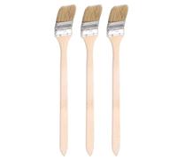 sourcing map 3pcs Bent Radiator Paint Brush 2" Width Curved Wall Paint Soft Bristle Brushes with Long Wood Handle for DIY Paint Flat Art Furniture Cabinet Fences Deck Wall Trim, Brown