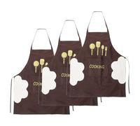 sourcing map 3pcs Bib Apron 72x65cm Unisex Restaurant Kitchen Cooking Aprons Non-Adjustable Machine Washable Chef Aprons with Hand Wipe for BBQ Painting Drawing Craft, Coffee