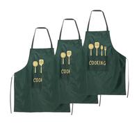 sourcing map 3pcs Bib Apron 72x65cm Unisex Restaurant Kitchen Cooking Aprons Non-Adjustable Machine Washable Chef Aprons with 2 Pockets for BBQ Painting Drawing Craft, Dark Green
