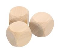 sourcing map 3pcs Blank Wooden Dice, 40mm 1-1/2 inch Unfinished Wooden Cube Rounded Corners Square Block for DIY Craft Projects