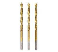 sourcing map 3pcs Brad Point Drill Bit 3.5mm(9/64") Dia Straight Round Shank Drill Metric Brad Point Spiral Twist Drill Bits for Carpenter Woodworking Plastic Rubber, Golden