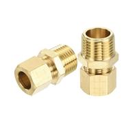 sourcing map 3Pcs Brass Compression Tube Fitting, 1/2" Tube OD x 1/2" NPT Male Connector Straight Coupling Adapter Union Fittings