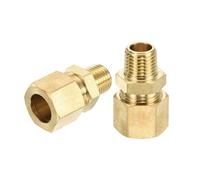 sourcing map 3Pcs Brass Compression Tube Fitting, 1/2" Tube OD x 1/4" NPT Male Connector Straight Coupling Adapter Union Fittings