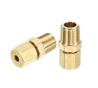 sourcing map 3Pcs Brass Compression Tube Fitting, 1/8" Tube OD x 1/8" NPT Male Connector Straight Coupling Adapter Union Fittings