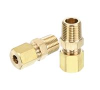 sourcing map 3Pcs Brass Compression Tube Fitting, 3/16" Tube OD x 1/8" NPT Male Connector Straight Coupling Adapter Union Fittings