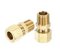 sourcing map 3Pcs Brass Compression Tube Fitting, 3/8" Tube OD x 1/4" NPT Male Connectors Straight Coupling Adapter Union Fittings