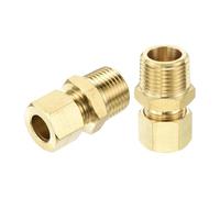 sourcing map 3Pcs Brass Compression Tube Fitting, 3/8" Tube OD x 3/8" NPT Male Connector Straight Coupling Adapter Union Fittings