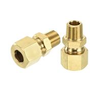 sourcing map 3Pcs Brass Compression Tube Fitting, 5/16" Tube OD x 1/8" NPT Male Connector Straight Coupling Adapter Union Fittings