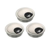 sourcing map 3Pcs Cable Hole Cover, 2" Zinc Alloy Desk Wire Cord Cable Grommets Hole Cover for Office PC Desk Cable Cord Organizer, Brushed Silver