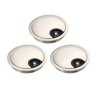 sourcing map 3Pcs Cable Hole Cover, 3-5/32" Zinc Alloy Desk Wire Cord Cable Grommets Hole Cover for Office PC Desk Cable Cord Organizer, Brushed Silver
