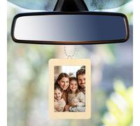 sourcing map 3Pcs Car Rear View Mirror Hanging Photo Frames, 2.7" x 3.9" Car Picture Holder Wooden Frame Car Memorial Photo Frame Car Pendant Decor for Car Decorations