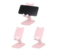 sourcing map 3Pcs Cell Phone Stand, Foldable Multi-Angle Cute Mobile Phone Holder, Cat Shape Universal Smartphone Dock for Home Office Decor Desktop Accessories, Pink