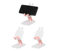 sourcing map 3Pcs Cell Phone Stand, Foldable Multi-Angle Cute Mobile Phone Holder, Rabbit Shape Universal Smartphone Dock for Home Office Decor Desktop Accessories, White