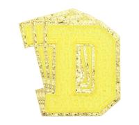 sourcing map 3Pcs Chenille Letters Patches Large Size 3.15"x2.48" Iron-on Letters D Golden Glitter Embroidered Patches for Clothing, Shoes, Hats, Backpacks (Yellow)