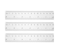 sourcing map 3pcs Clear Plastic Ruler 15cm (0.59 Inch) Metric Inch Straight End Ruler with Black Scale Mark for Classroom Home Office