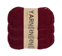 sourcing map 3Pcs Crocheting Yarn, 1.8mm Wine Red 5 Ply Acrylic Yarn 75 g Sport Weight Yarns Bulk Soft and Fluffy Yarns for Knitting DIY Crochet Handicraft Blankets Gift,164 Yards Total