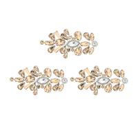 sourcing map 3Pcs Crystal Rhinestone Applique, Glitter Rhinestone Iron on Patches Hot Fix or Sew on Sewing Appliques for Bridal Clothes Belt Bags Decoration (1.6 x 3.1 Inch, Champagne)