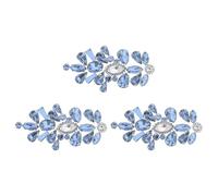 sourcing map 3Pcs Crystal Rhinestone Applique, Glitter Rhinestone Iron on Patches Hot Fix or Sew on Sewing Appliques for Bridal Clothes Belt Bags Decoration (1.6 x 3.1 Inch, Light Blue)