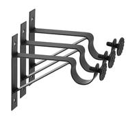 sourcing map 3Pcs Curtain Rod Brackets, Drapery Hanging Rod Holders for 0.7 to 0.8 Inch Drapery Rod Wall Bracket Hook Home Office,Black