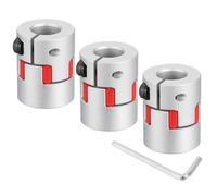 sourcing map 3pcs D20 L25 10mm to 10mm Flexible Plum Shaft Coupling Aluminum Motor Connector Flexible Spider Coupler for 3D Printer CNC Machine and Servo Stepper Motor (Silver Tone/Red)