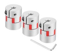 sourcing map 3pcs D20 L25 5mm to 8mm Flexible Plum Shaft Coupling Aluminum Motor Connector Flexible Spider Coupler for 3D Printer CNC Machine and Servo Stepper Motor (Silver Tone/Red)