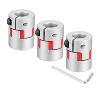 sourcing map 3pcs D20 L25 8mm to 10mm Flexible Plum Shaft Coupling Aluminum Motor Connector Flexible Spider Coupler for 3D Printer CNC Machine and Servo Stepper Motor (Silver Tone/Red)