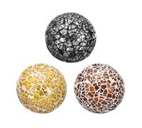 sourcing map 3Pcs Decorative Glass Balls 2.36 Inch Orbs Centerpiece Balls Mosaic Glass Ball Sphere for Decor Bowls Vases Dining Table Party, Silver Black, Gold Tone, Brown