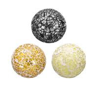 Sourcing Map 3Pcs Decorative Glass Balls, 2.36 Inch Orbs, Silver Black, Gold Tone, Light Yellow