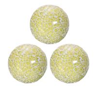 sourcing map 3Pcs Decorative Glass Balls 8cm Orbs Centerpiece Balls Mosaic Glass Ball Sphere for Decor Bowls Vases Dining Table Party, Light Yellow