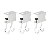 sourcing map 3pcs Desk Double Hooks Bag Hanger Holder 0.2-1.4 Inch (5-35mm) Adjustable Table Mount Handbag Purse Hook Clamp for Backpack Clothes Headphones Desk Hanging Storage, Silver Tone