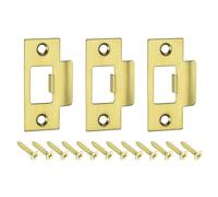 sourcing map 3Pcs Door Strike Plate, 70mm x 40.3mm Stainless Steel Latch Deadbolt Replacement Lock Strike Plate for Door Frame Door Jamb Reinforcement, Gold