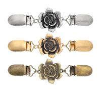 sourcing map 3Pcs Dress Clips Back Cinch, Retro Sweater Cardigan Shawl Collar Cloak Waist Clips Shirt Brooch to Hold Sweater Together for Women (Rose Flower, 3 Colors)