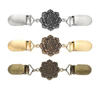 sourcing map 3Pcs Dress Clips Back Cinch, Retro Sweater Cardigan Shawl Collar Cloak Waist Clips Shirt Brooch to Hold Sweater Together for Women (Mandala Flower, 3 Colors)