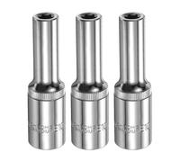 sourcing map 3pcs E-Torx Socket 1/2" Drive E10 Star Female Socket 3.1" Length External Torx Deep Sleeve Chrome Plating 6 Point Spline Sleeve for Auto Repairs Home Maintenance