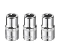 sourcing map 3pcs E-Torx Socket 1/2" Drive E14 Star Female Socket 1.5" Length External Torx Deep Sleeve CR-V Chrome Plating 6 Point Spline Sleeve for Auto Repairs Home Maintenance