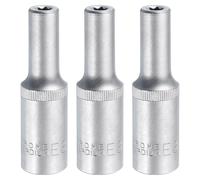 sourcing map 3pcs E-Torx Socket 1/2" Drive E8 External Torx Deep Socket CR-V 6 Point Spline Socket External Torque Star Female Bit Socket for Auto Repairs Home Maintenance DIY Hand-Making