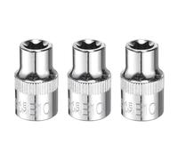 sourcing map 3pcs E-Torx Socket 3/8" Drive E10 Star Female Socket 1.1" Length External Torx Deep Sleeve CR-V Chrome Plating 6 Point Spline Sleeve for Auto Repairs Home Maintenance