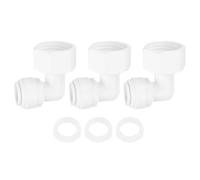 sourcing map 3Pcs Elbow 1/2 Inch Female Thread ID to 3/8 Inch Tube OD Quick Tube Connector with Rubber Rings Push to Connect Tube Fittings for RO Reverse Osmosis System