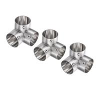 sourcing map 3Pcs End Rail Clamps 1-1/4" Stainless Steel 90 Degree Right-Angle Structural Pipe Connector 3-Way Chain Link Fence Clamps Fit 1-1/4" OD Pipe with Bolts & Nuts for DIY Shelf, Silver