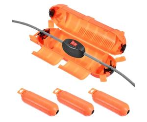 sourcing map 3pcs Extension Cord Cover for Outside, IP44 Water-Resistant Electrical Connection Box Outdoor Plug Cover Protector for Plug Outlet, Socket, Christmas Holiday Light, Orange