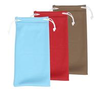 sourcing map 3pcs Eyeglass Pouch Microfiber Sunglasses Storage Bag Portable Drawstring Pouch for Phone Glasses Jewellery, Black Red Brown