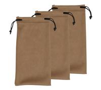 sourcing map 3pcs Eyeglass Pouch Microfiber Sunglasses Storage Bag Portable Drawstring Pouch for Phone Glasses Jewellery, Brown
