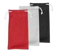 sourcing map 3pcs Eyeglass Pouch Microfiber Sunglasses Storage Bag Portable Drawstring Pouch for Phone Glasses Jewellery, Black Red Grey