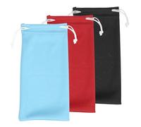 sourcing map 3pcs Eyeglass Pouch Microfiber Sunglasses Storage Bag Portable Drawstring Pouch for Phone Glasses Jewellery, Black Red Blue