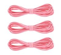 sourcing map 3Pcs Faux Suede Leather String, 4.4 Yards 3mm Flat Suede Cord Thin Leather Lace for Jewelry Making Dream Catchers DIY Crafts, Pink
