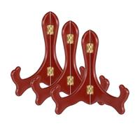 sourcing map 3Pcs Faux Wooden Easel Plate Holder, 6" Small Mahogany Finish Easels Folding Table Display Stand for Decorative Picture Frame Book Artwork Desktop Ornaments